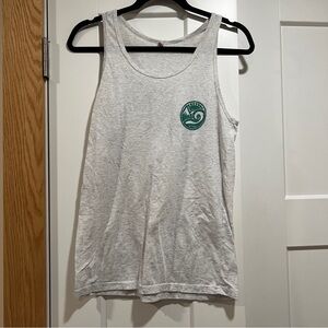 Happy Earth Gray Women's Sleeveless Tank Top with Green Wave Badge